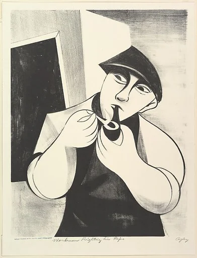 Workman Lighting his Pipe