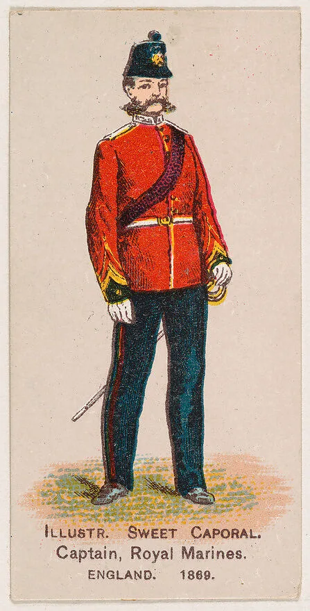 Captain, Royal Marines, England, 1869, from the Military Series (N224) issued by Kinney Tobacco Company to promote Sweet Caporal Cigarettes — Kinney Brothers Tobacco Company
