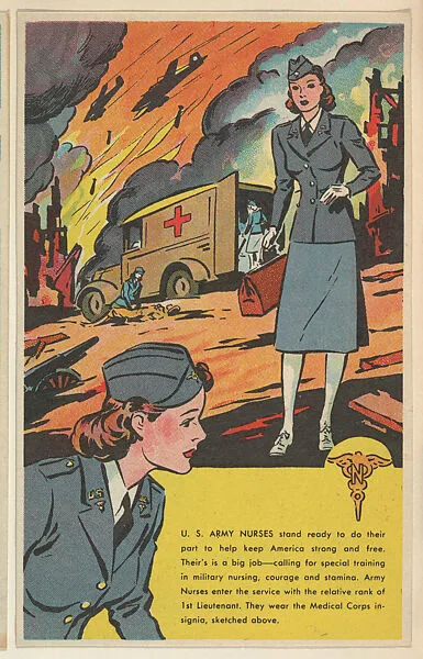 Army Nurses, bakery card from the U. S. Armed Services series (D84), issued by the Ward Baking Company — Ward Baking Company