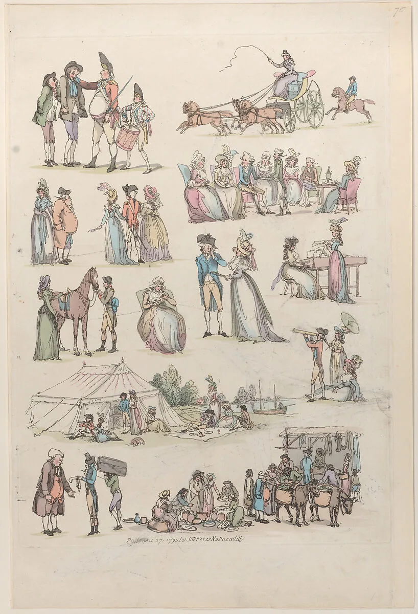 Plate 7, Outlines of Figures, Landscapes and Cattle...for the Use of Learners — S. W. Fores|Thomas Rowlandson