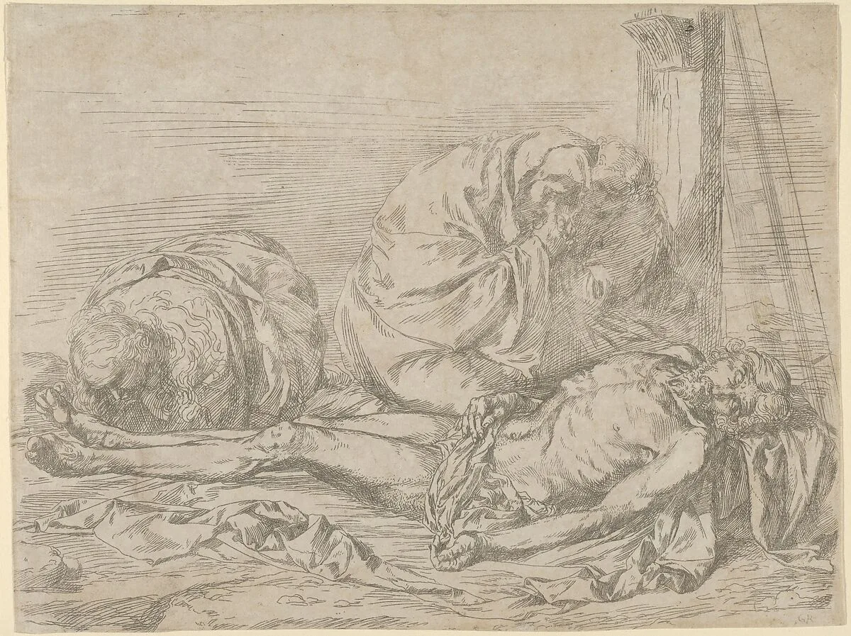 The Virgin, Saint John the Baptist, and Mary Magdalen weeping over Christ's dead body — Jusepe de Ribera (called Lo Spagnoletto)