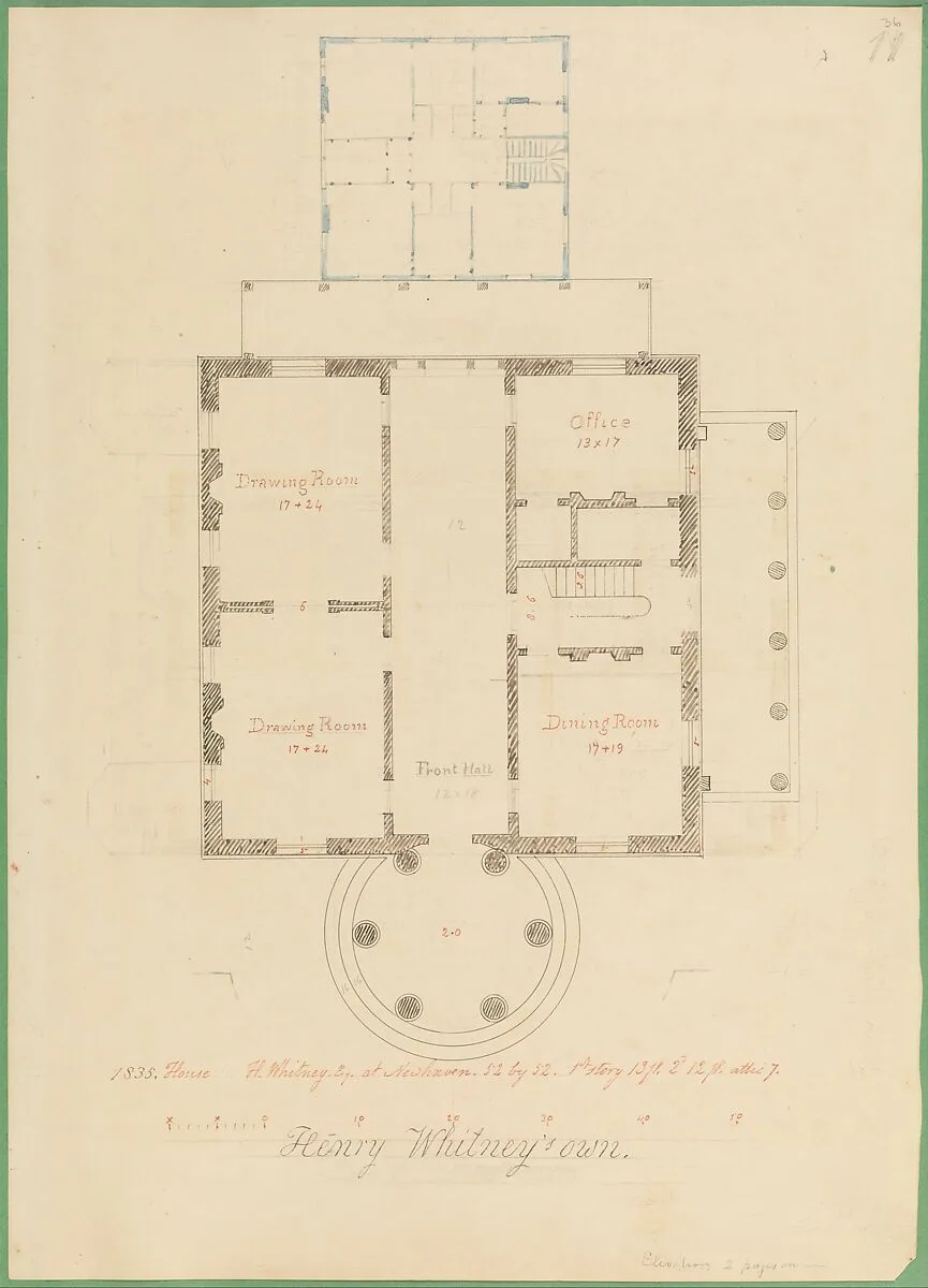 House for Henry Whitney, New Haven, Connecticut (client's plan) — Alexander Jackson Davis