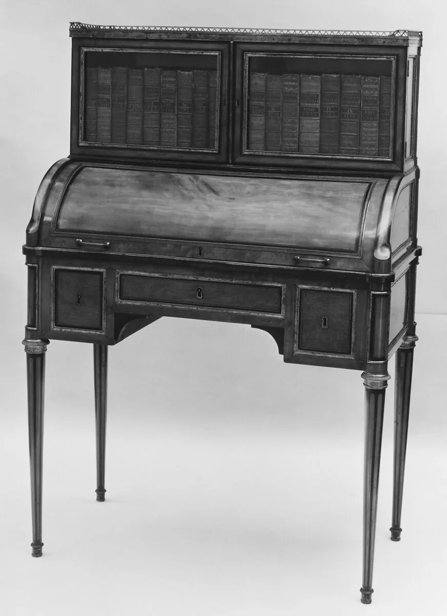 Cylinder-fall desk with cabinet top — Unknown