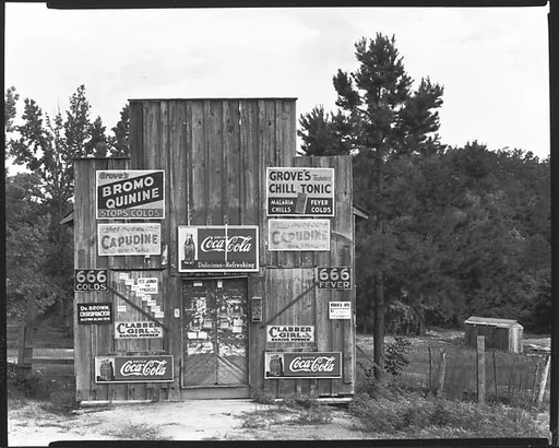 [Roadside Store with Advertisements on Façade, Between Tuscaloosa and Greensboro, Alabama]