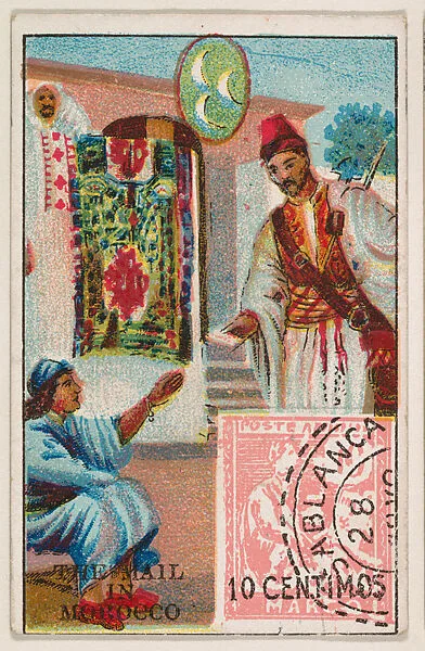 The Mail in Morocco, bakery card from the Stamps and Mail Carriers of All Nations series (D73), issued by the Rochester Baking Company — Rochester Baking Company