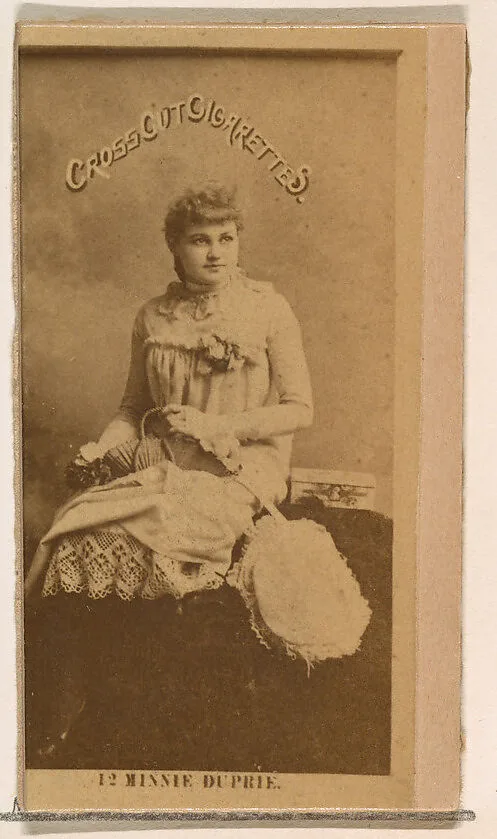 Card Number 42, Minnie Dupree, from the Actors and Actresses series (N145-2) issued by Duke Sons & Co. to promote Cross Cut Cigarettes — W. Duke, Sons & Co.
