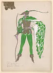 Drawing for a female theatrical costume: Robin Hood — Vincente Minnelli