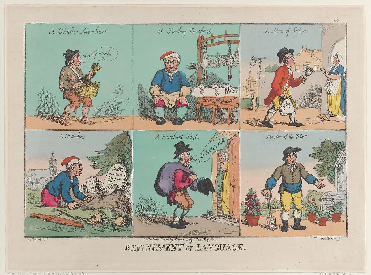 Refinement of Language — Thomas Rowlandson|Thomas Tegg|George Murgatroyd Woodward