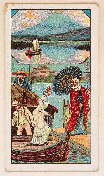 Fujiyama, Visit to a tea house, bakery card from the Around the World Series (D92), issued by White Star Bakery — White Star Bakery