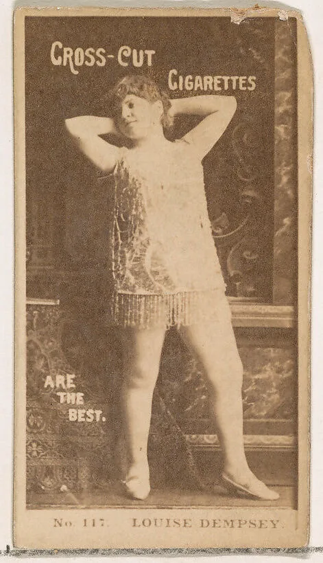 Card Number 117, Louise Dempsey, from the Actors and Actresses series (N145-2) issued by Duke Sons & Co. to promote Cross Cut Cigarettes — W. Duke, Sons & Co.