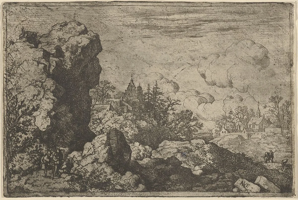 The Three Travellers at the Foot of High Rock — Allart van Everdingen