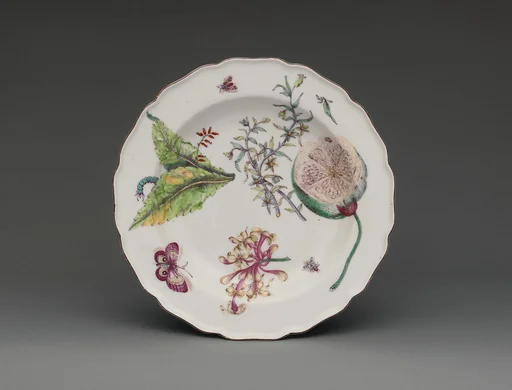 Botanical plate with honeysuckle spray