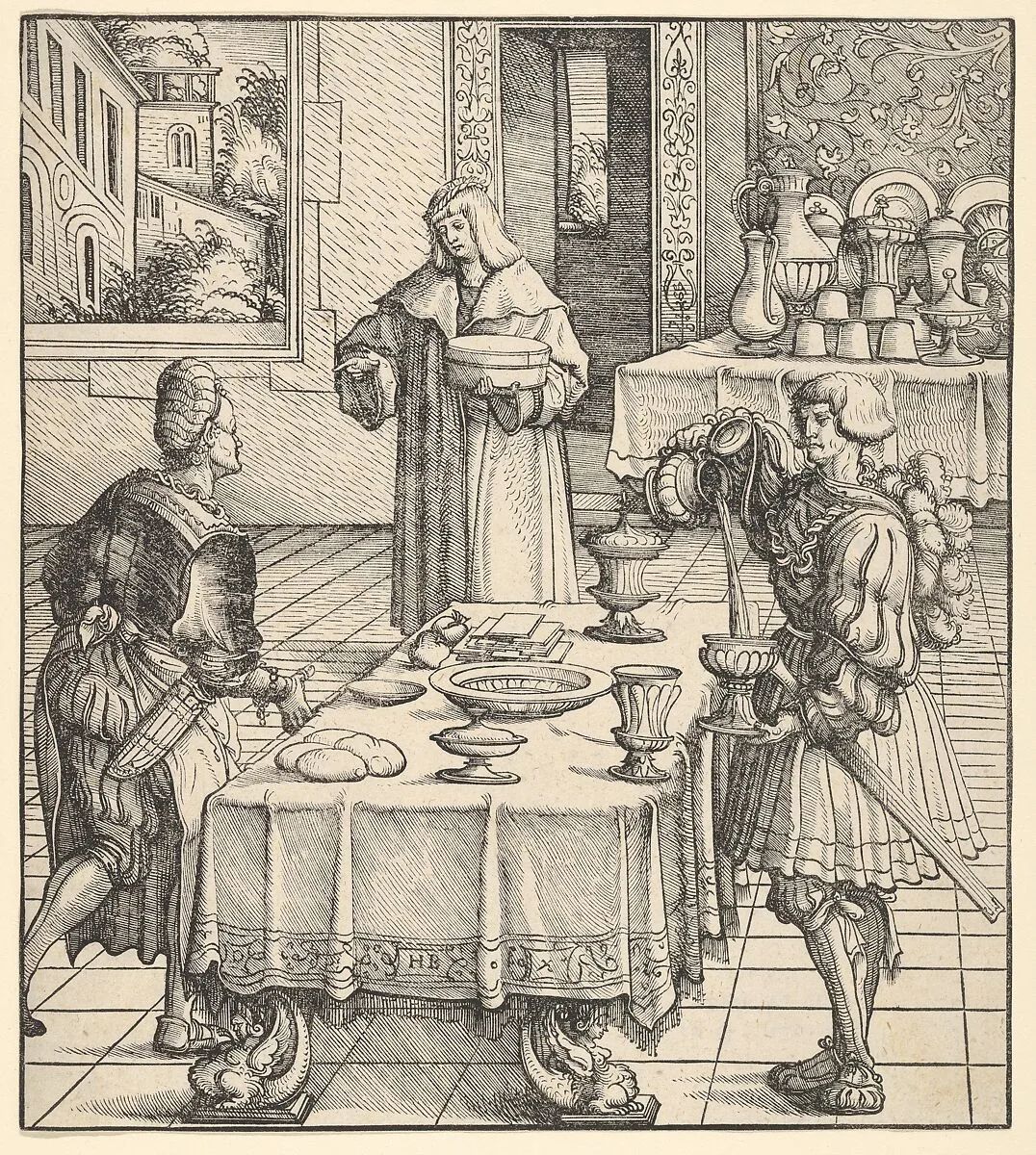 The White King Learning to Conduct a Kitchen, from Der Weisskunig — Hans Burgkmair|Jost de Negker|Marx Treitz-Sauerwein von Ehrentreitz