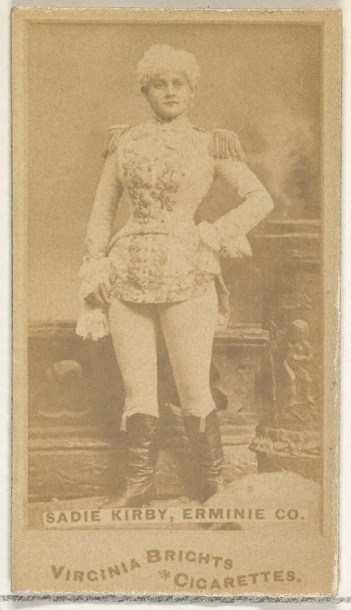 Sadie Kirby, Erminie Co., from the Actors and Actresses series (N45, Type 1) for Virginia Brights Cigarettes — Allen & Ginter