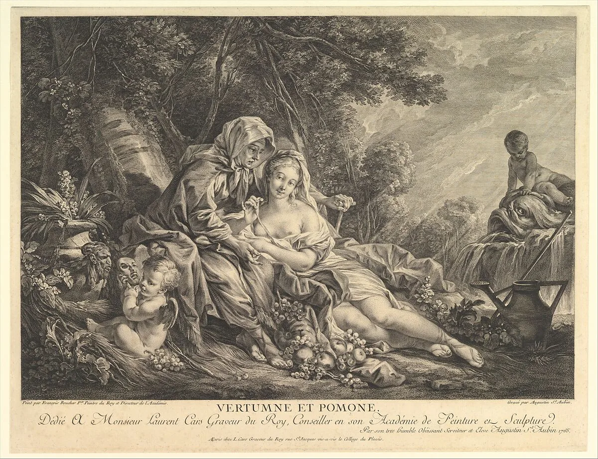 Vertumnus and Pomona — Augustin de Saint-Aubin|François Boucher|Laurent Cars