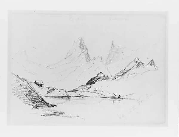 View of the Schreckhorn and Finsteraarhorn on the Way up to Faulhorn (from "Splendid Mountain Watercolours" Sketchbook) — John Singer Sargent