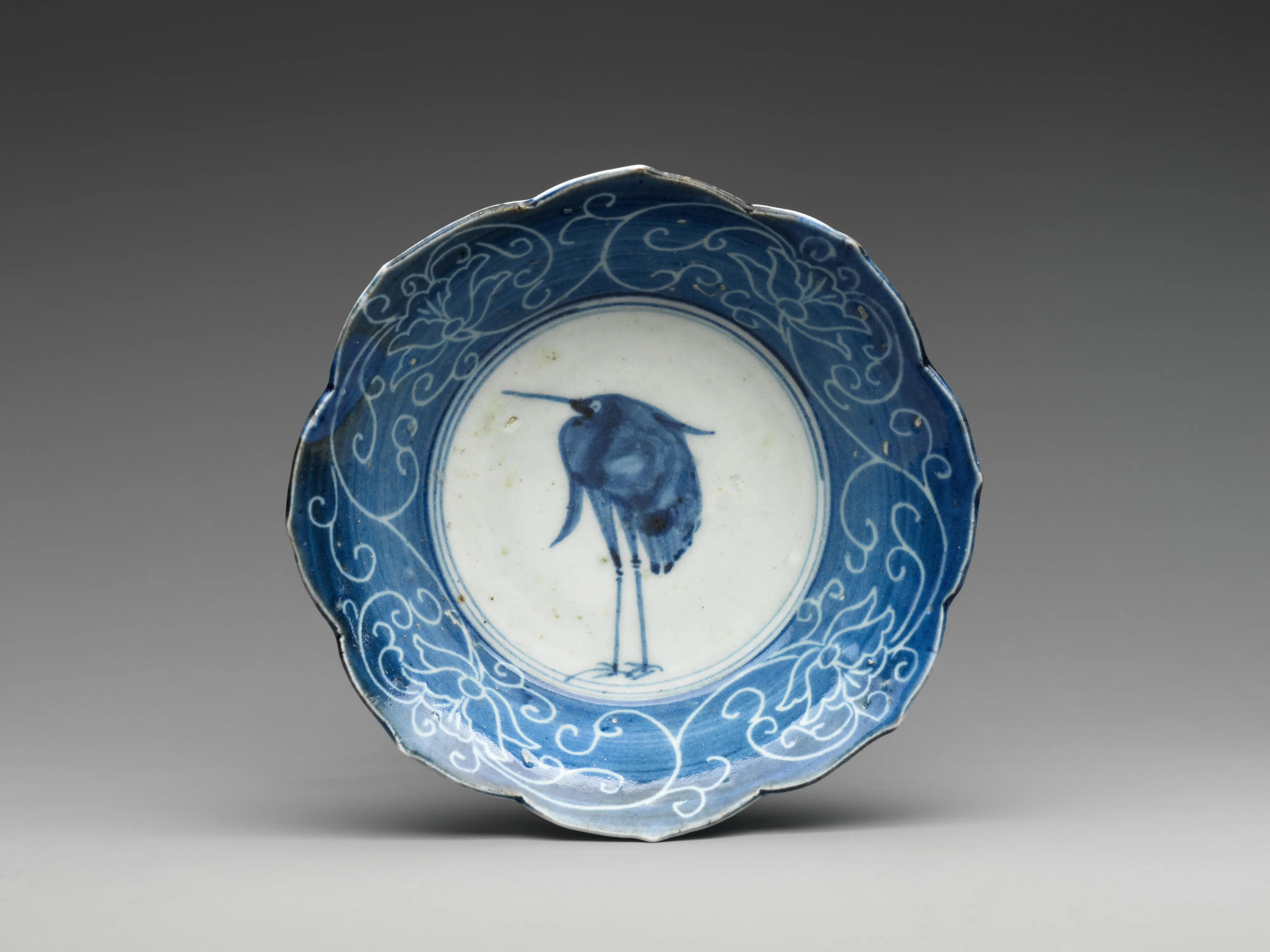 染付白鷺文鉢|Deep Dish with Egret (from a set of ten) — Unknown