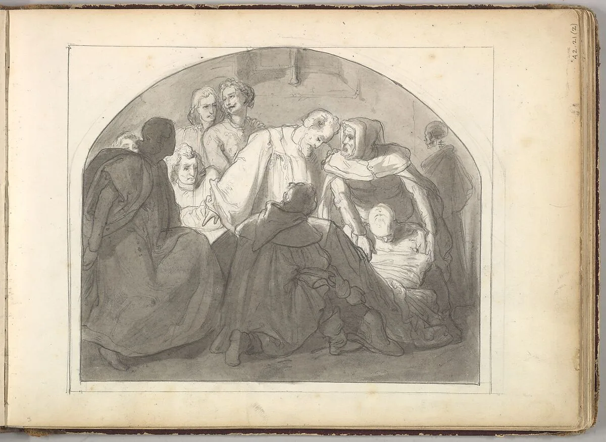 A Burial Scene (in Sketch Book With Drawings on Twenty-six Leaves) — Frederic, Lord Leighton
