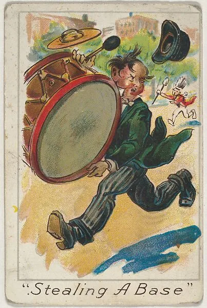 Stealing A Base, from the Baseball Comics series (T203) — P.H. Mayo & Brother, Richmond, Virginia|Winner Cut Plug Tobacco