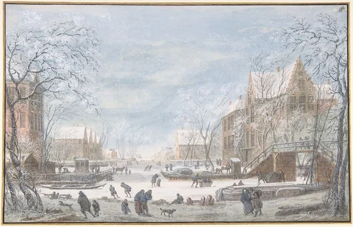 Snow Falling on a Dutch Town