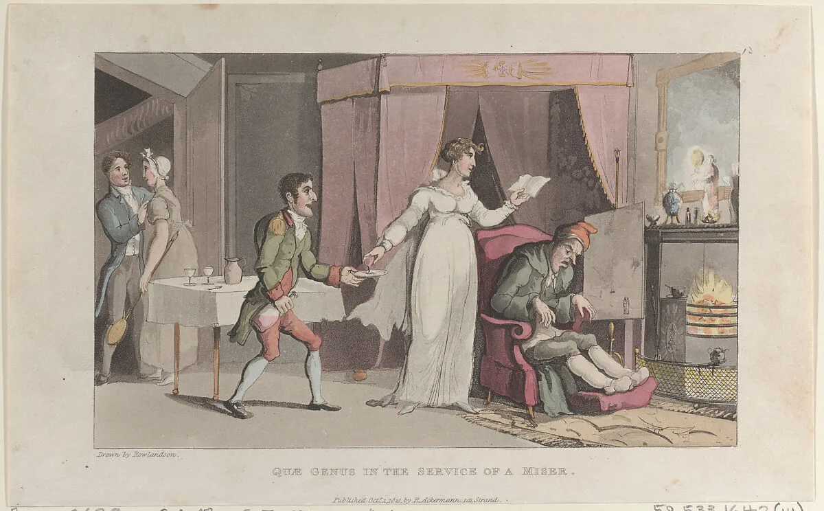 Quae Genus in the Service of a Miser — William Combe|Thomas Rowlandson|Rudolph Ackermann, London|J. Diggens