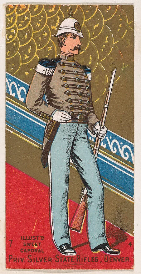 Private, Silver State Rifles, Denver, Colorado, from the Military Series (N224) issued by Kinney Tobacco Company to promote Sweet Caporal Cigarettes — Kinney Brothers Tobacco Company