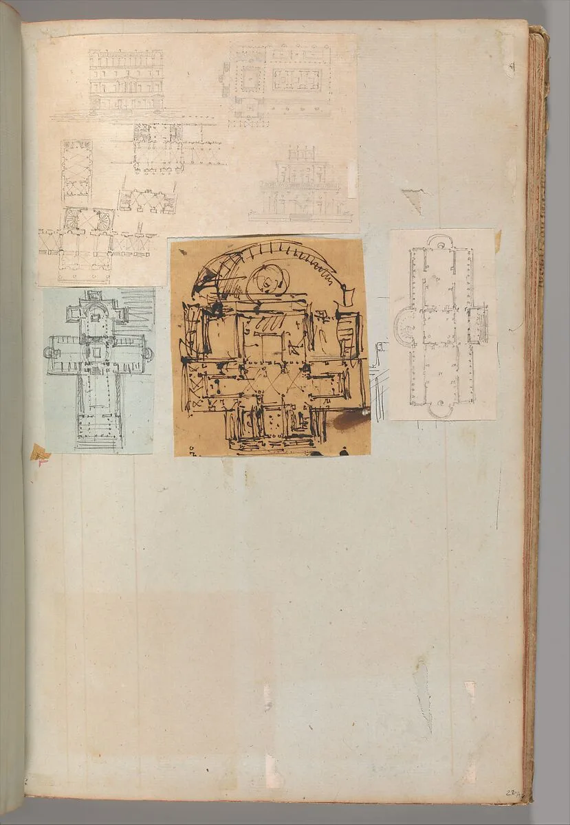 Page from a Scrapbook containing Drawings and Several Prints of Architecture, Interiors, Furniture and Other Objects — Pierre François Léonard Fontaine|Charles Percier