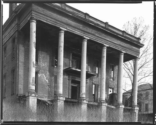 [Greek Revival Brick House with Columned Porch, Vicksburg, Mississippi]