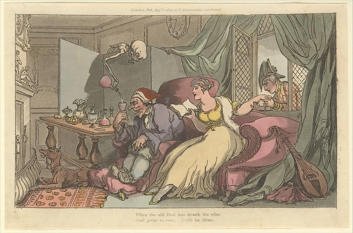 The Honey Moon (The English Dance of Death, plate 13) — Thomas Rowlandson|Rudolph Ackermann, London