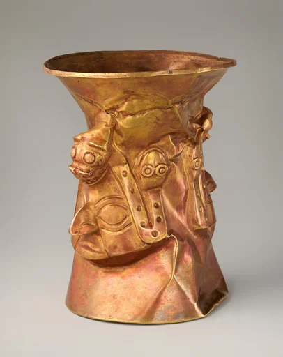 Face beaker with pumas and snakes