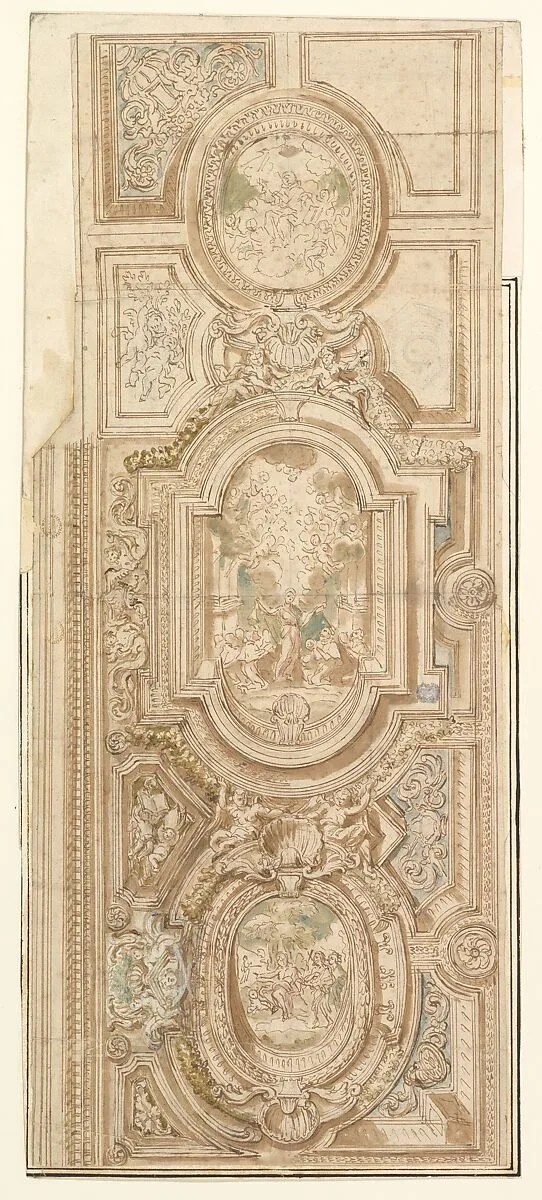 Design for the Decoration of an Arched Ceiling — Anonymous, Italian, 17th century