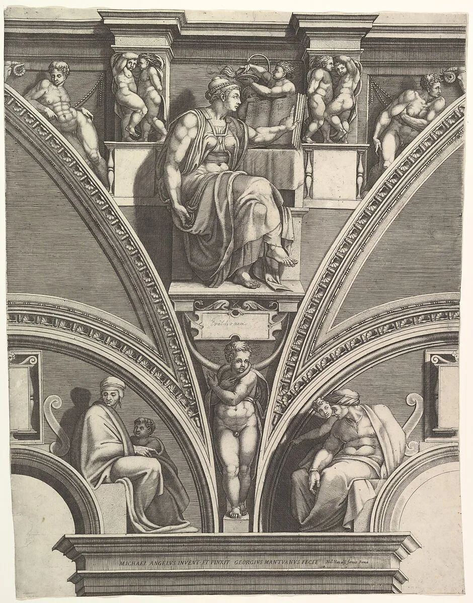 The Eritrean Sibyl; from the series of Prophets and Sibyls in the Sistine Chapel — Giorgio Ghisi|Michelangelo Buonarroti|Nicolaus van Aelst