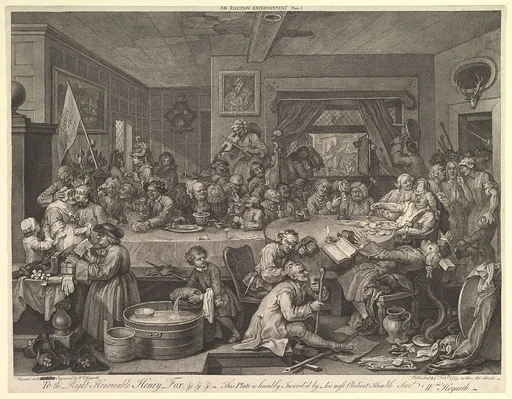 An Election Entertainment, Plate I: Four Prints of an Election
