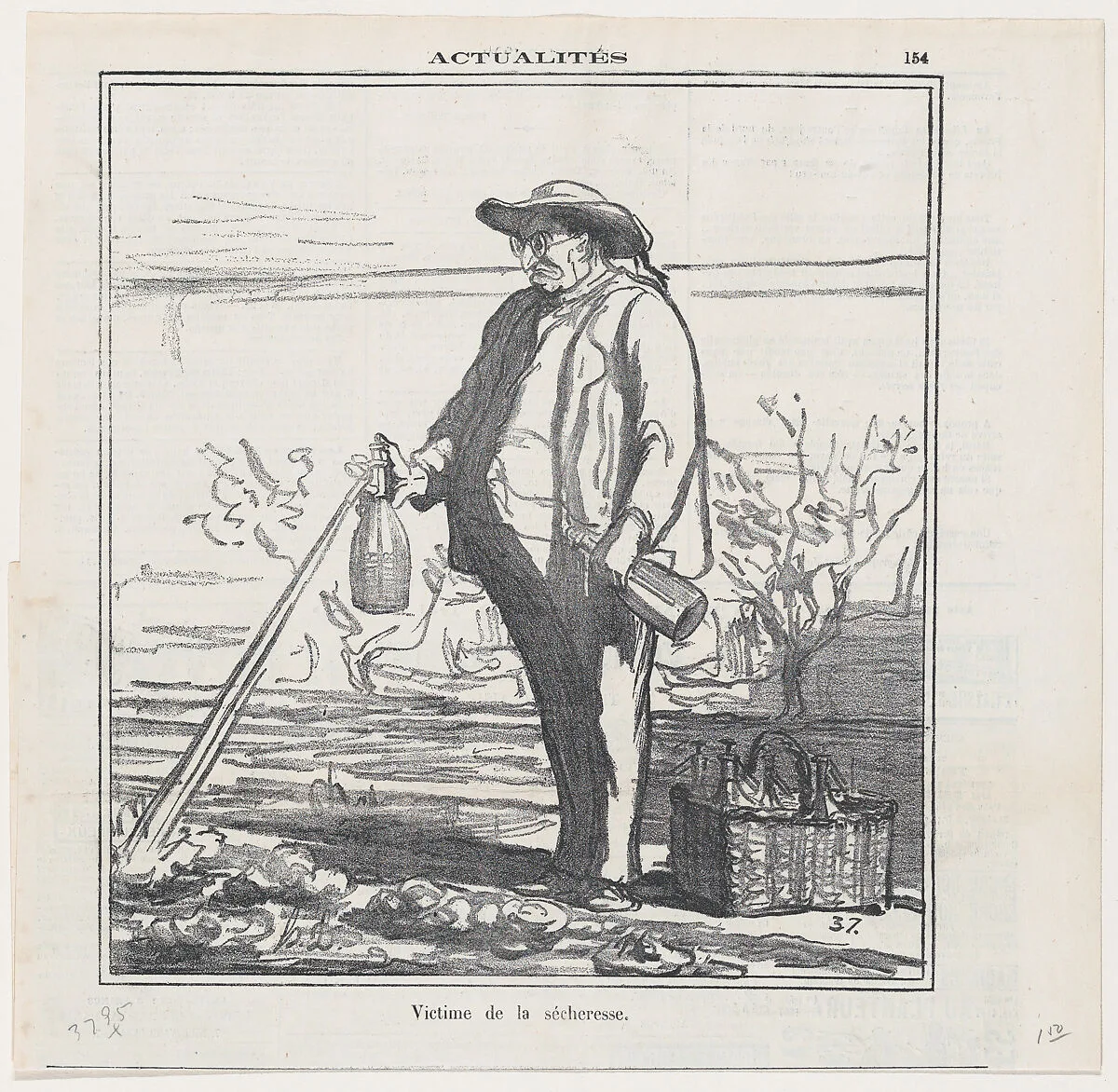 Victim of the drought, from 'News of the day,' published in Le Charivari, July 16, 1870 — Honoré Daumier