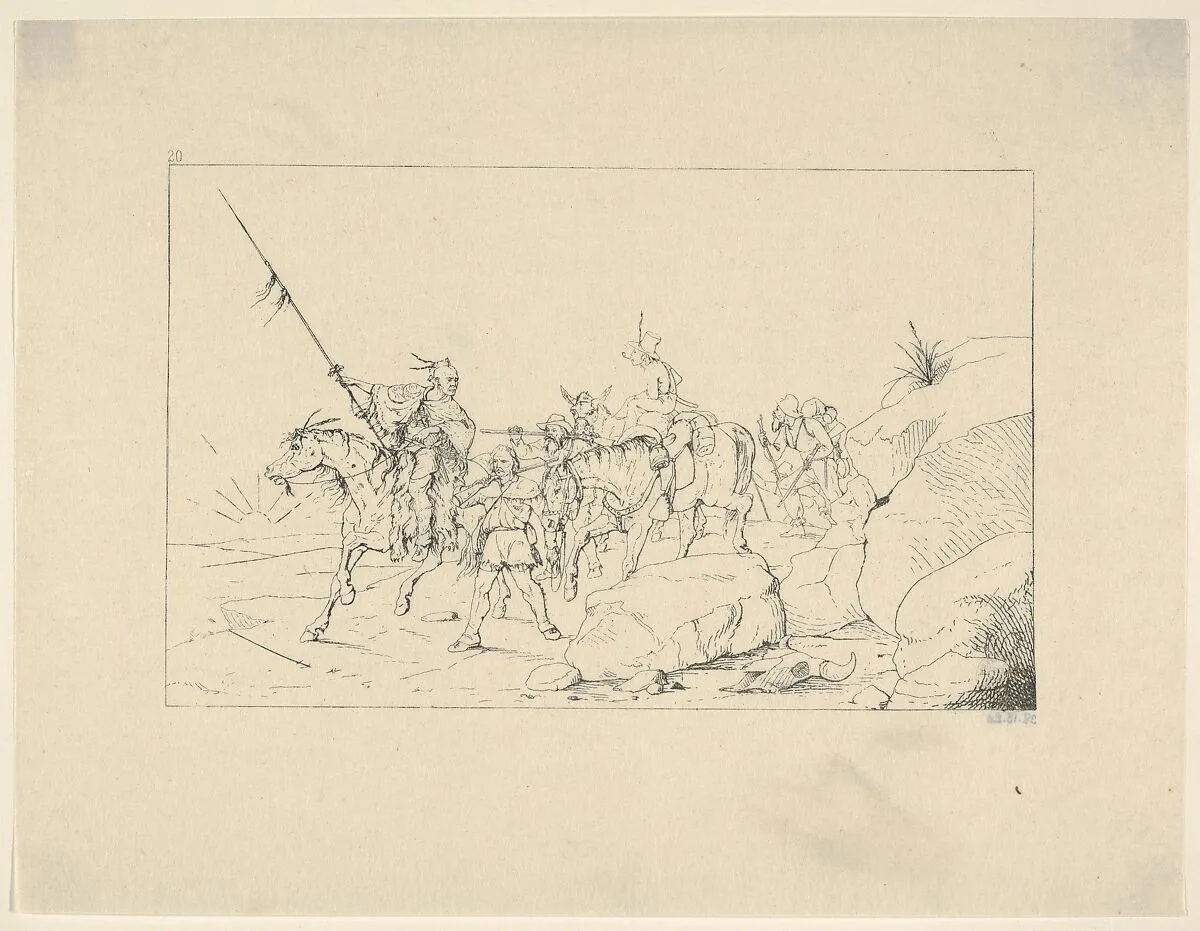 Albert S. Johnston Crossing the Desert to Join the Southern Army (from Confederate War Etchings) — Adalbert John Volck