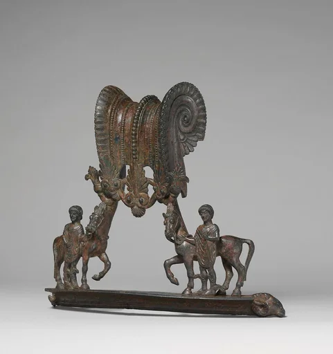 Bronze handles from a large volute-krater (vase for mixing wine and water)
