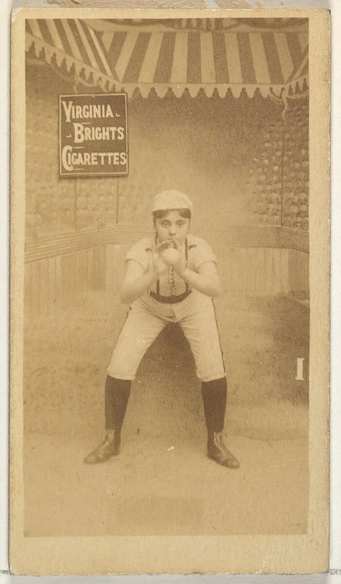 Card 1, from the Girl Baseball Players series (N48, Type 2) for Virginia Brights Cigarettes — Allen & Ginter