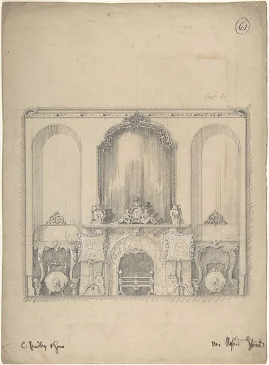 Design for a Wall with a Fireplace and Side Tables