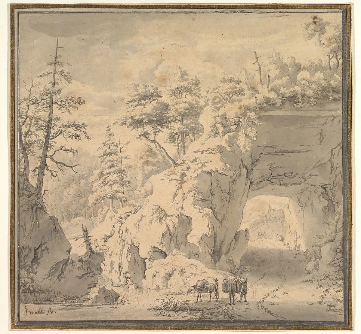 A Mountainous Landscape with Travellers on a Road — Jan van Aken