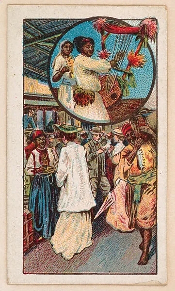 To Cairo by railway, Egyptian Musicians, bakery card from the Around the World Series (D92), issued by White Star Bakery — White Star Bakery