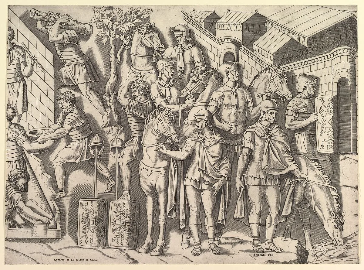 Speculum Romanae Magnificentiae: Roman Horsemen, from Trajan's Column — Marco Dente|Antonio Salamanca