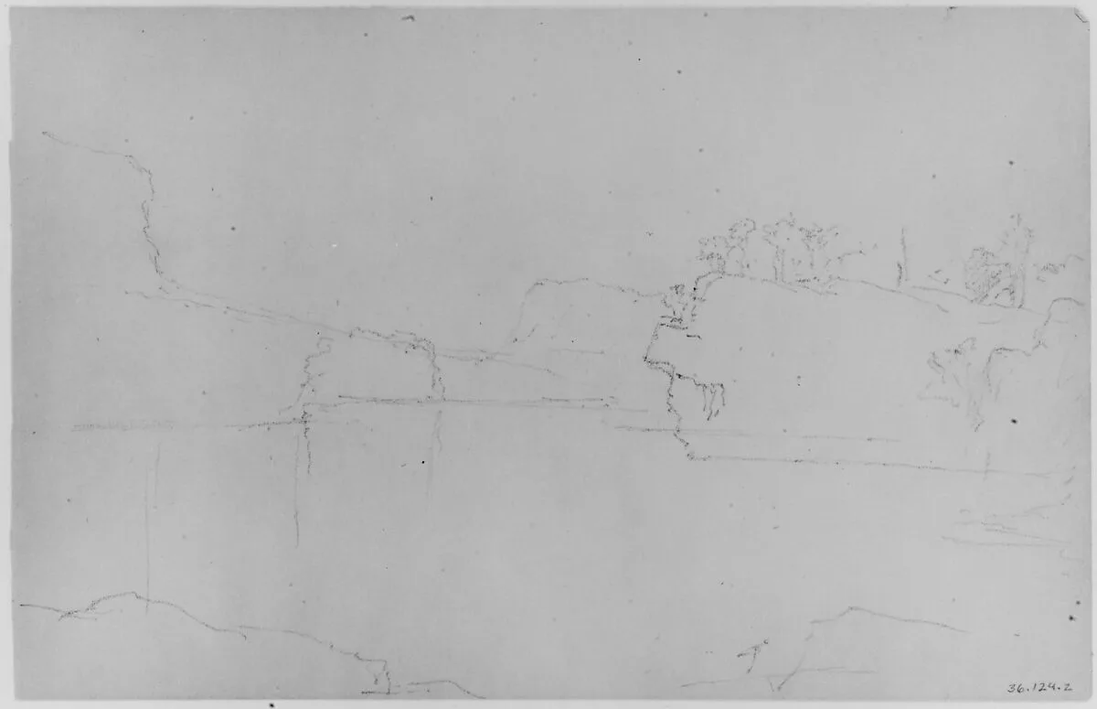 Study of Lake and Cliffs (from Sketchbook) — Daniel Huntington