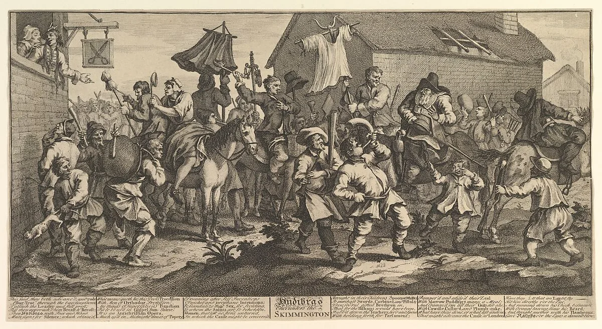 Hudibras and the Skimmington (Twelve Large Illustrations for Samuel Butler's Hudibras, Plate 7) — John Cooper|Philip Overton|William Hogarth|Samuel Butler