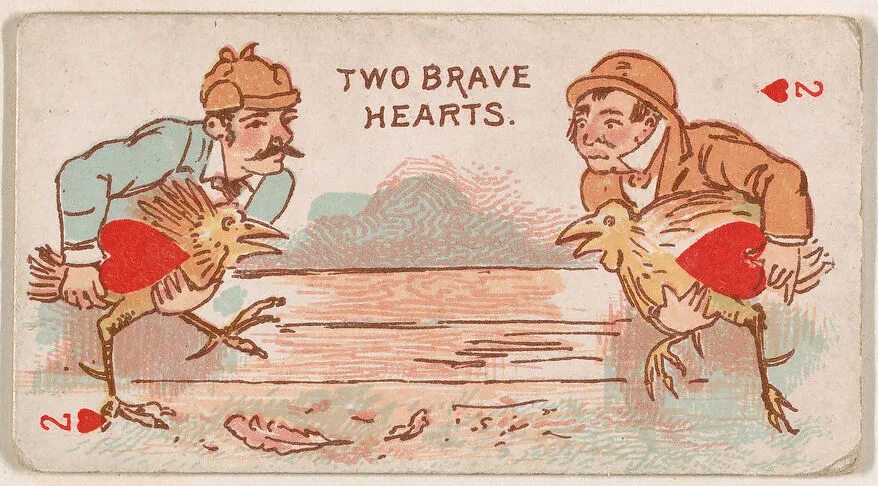 Two of Hearts, Two Brave Hearts, from Harlequin Cards, 2nd Series (N220) issued by Kinney Bros. — Kinney Brothers Tobacco Company