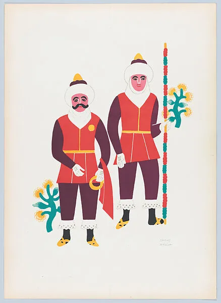 Two men from Ocotoxco dressed as moors, from the portfolio 'Carnival in Mexico' — Talleres Gráficos de la Nación, Mexico, D.F.|Carlos Mérida
