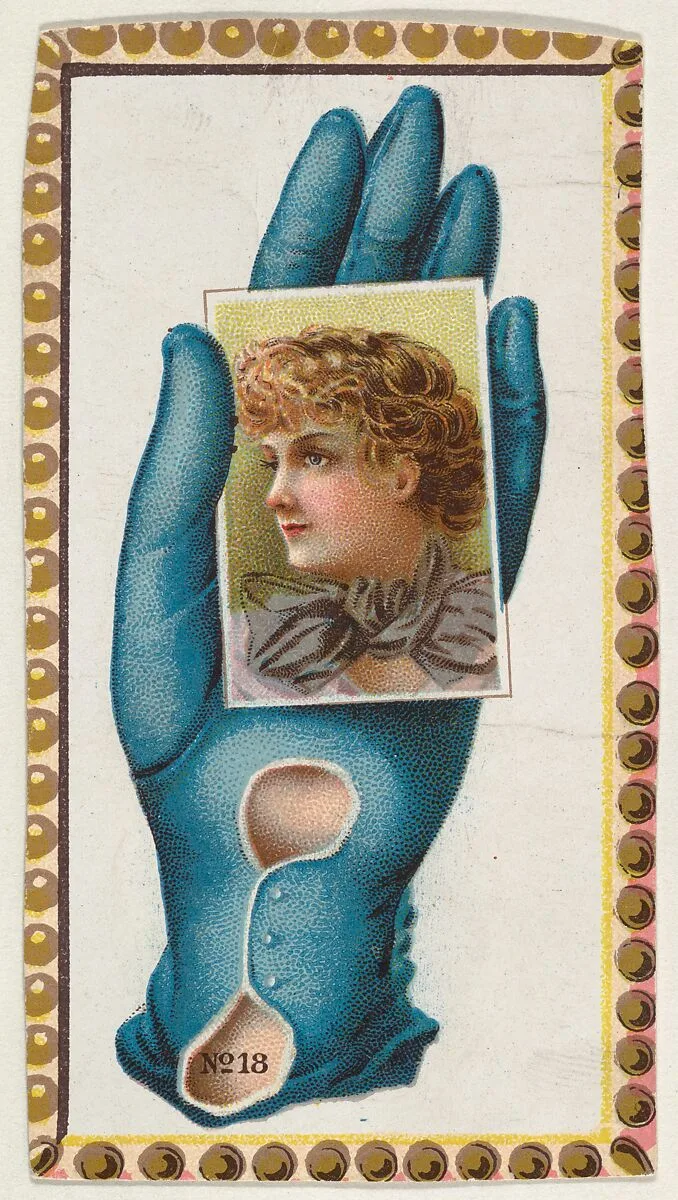 Card Number 18, cut-out from banner advertising the Opera Gloves series (G29) for Allen & Ginter Cigarettes — Allen & Ginter|American Tobacco Company