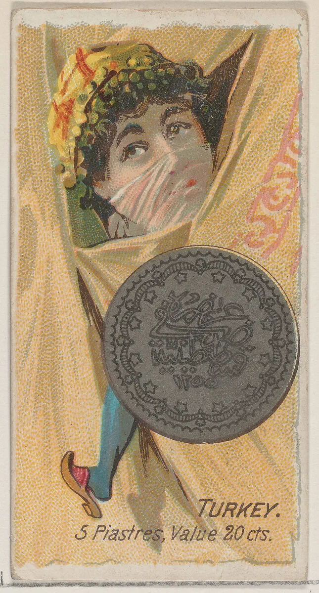 Turkey, 5 Piastres, from the series Coins of All Nations (N72, variation 2) for Duke brand cigarettes — W. Duke, Sons & Co.