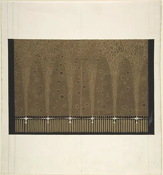 Design for Gold Curtain (Troisième Voile) for "Les Mariages," George White's Scandals — Erté (Romain de Tirtoff)