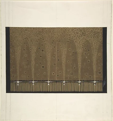 Design for Gold Curtain (Troisième Voile) for "Les Mariages," George White's Scandals