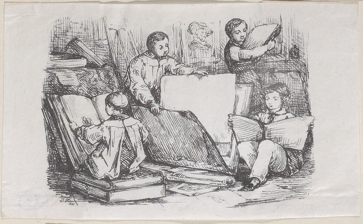 Trade Card Illustration Advertising Bookbinding — Anonymous, British, 19th century